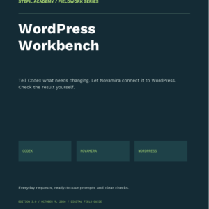 WordPress Workbench edition 3 cover: practical Codex and Novamira workflows.